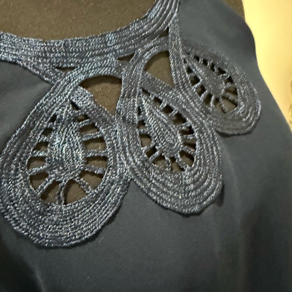 Max Studio Dark Blue Dress with Lace Accent - Picture 2 of 6